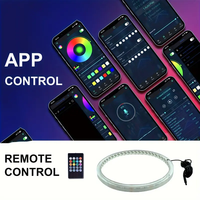 4 pièces, éclairage LED pour voiture de 6,5 pouces, anneau lumineux RGB, éclairage de poursuite, application + télécommande, anneau lumineux pour l'intérieur de la voiture, facile à installer