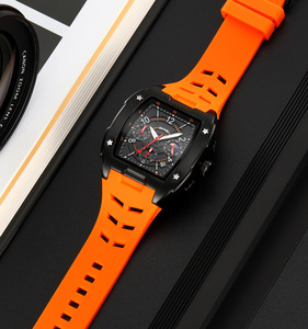 Sporty Round Zinc Alloy Case Glass Crystal Quartz Chronograph Date Stopwatch <b>Silica</b> Gel Band Water Resistant Durable Design - Product Image 1