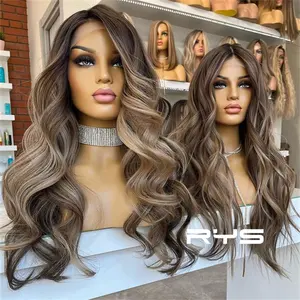 Bruine Highlight Color Fabriek Rauwe Europese Human Hair Lijmloze Hd Kant Pruiken Voor Witte Vrouwen