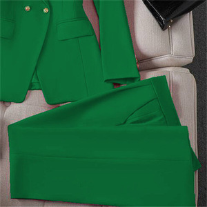 2025 printemps et automne femmes rétro coupe ajustée haut pantalon costume petit costume avec Style coréen Design décontracté tissé motif solide 173 - Product Image 6