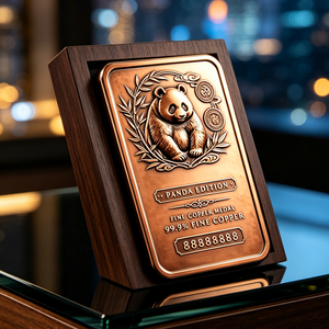 Médaille rectangulaire en cuivre patiné antique .999, lingot de cuivre de collection numéroté et gravé de 1 kg - Product Image 5
