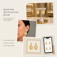 Pendientes colgantes de doble disco martillado en tono dorado, joyería de moda para mujer, accesorios de moda para mujer
