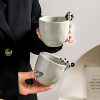 Mug en céramique avec motif d'animal de dessin animé - Tasse à café et à thé au lait créative et mignonne pour couple avec boîte cadeau