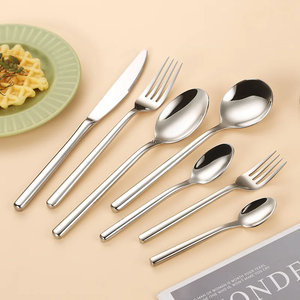 Ensemble de couverts réutilisables de luxe en acier inoxydable 18/10 poli miroir, 7 pièces, couteau, fourchette à café, cuillère, vaisselle, lave-vaisselle - Product Image 5