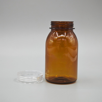 Flacon d'emballage personnalisable en PET transparent ambré avec bouchon à vis pour capsules, pilules et compléments alimentaires
