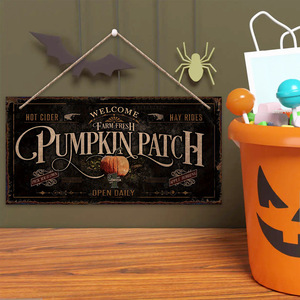En stock : Décoration d'Halloween, étiquette suspendue en bois en forme de citrouille, étiquette suspendue pour la récolte de Thanksgiving, décoration d'intérieur, panneau de porte en bois. - Product Image 1