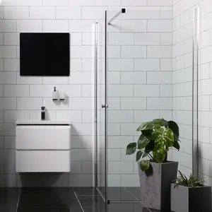 Cabines de douche en verre trempé d'angle Oumeiga avec profil chromé pour salle de bain