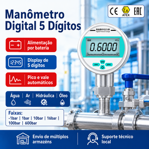 Manomètre numérique à piles haute précision avec écran LCD pour systèmes hydrauliques, eau, gaz et huile - Product Image 1