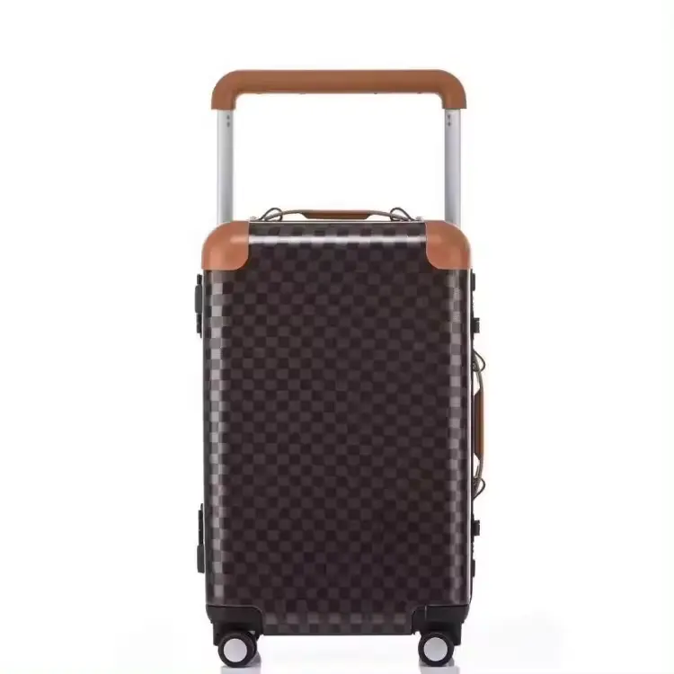 DOMICA High quality luxury durable suitcase genuine leather luggage waterproof Trolley Bag