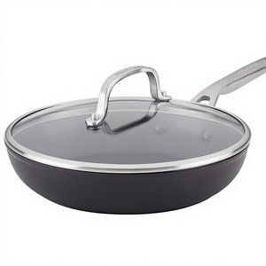 Poêle à frire/convoyeur <span class=keywords><strong>KitchenAid</strong></span> en aluminium anodisé dur, compatible induction, antiadhésive, avec couvercle, 10 pouces, noir mat, passe au lave-vaisselle - Product Image 1