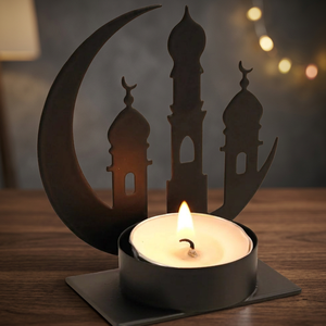 Lanterne décorative islamique en métal en forme de croissant de lune pour la mosquée, porte-bougie, décoration de table, centre de table, cadeau pour le Ramadan - Product Image 5