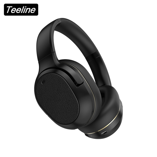 Teeline M22 Leather Over-Ear Wireless for 5.1 Headphones Mic ANC IPX4 Waterproof Qualcomm Chipset 65 Hours Playtime DJ