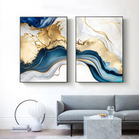 Cadre nordique moderne or bleu marbre mur Art affiches toile peinture imprime photos abstrait décor à la maison