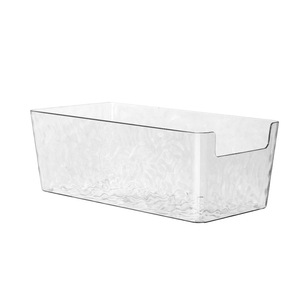 Desktop <b>Storage</b> <b>Box</b> Acrylic Transparent Long Rectangular With Stripe Pattern For Stationery Organizing - Product Image 5