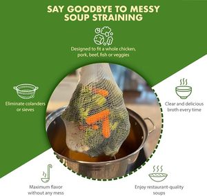 Sacs en maille 100 % coton, sacs de cuisson sans égouttement pour des bouillons clairs et des soupes délicieuses, adaptés aux poulets entiers, aux viandes mijotées - Product Image 5