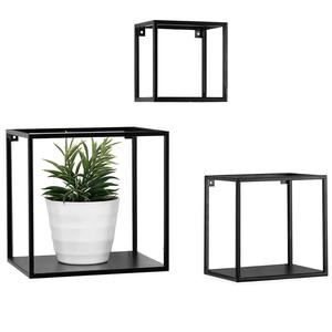 De forma cuadrada de madera de Metal colgante flotante cubo decoración de la pared estante para la decoración de la casa - Product Image 2