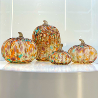 Maßgefertigte Bunte Glänzende Personalisierte Handgemachte Langlebige Glas-Kürbisförmige LED-Leuchte 22x18cm Fabrikpreis für Zuhause Halloween