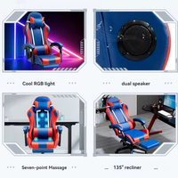 Bleu pas cher hommes en cuir pivotant ergonomique course ordinateur jeu chaise Led Silla Gamer rgb chaise de jeu avec repose-pieds