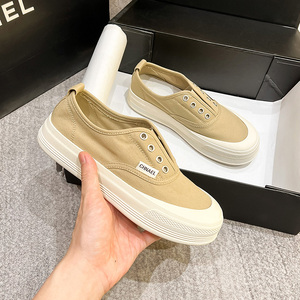 2026 Summer New Arrival Breathable <b>Canvas</b> Sneakers Women Trendy Korean-Style Two-in-One Slip-On Chunky-Soled Fisherman Shoes - Product Image 6