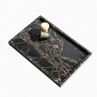 Plateau rectangulaire moderne en marbre poli couleur crème rose, étanche, pour bougies, bijoux, bagues, collations, présentation de table, hôtel, fête