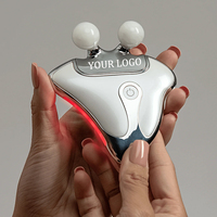 Masseur facial EMS Gua Sha en jade blanc, outil portable de qualité SPA pour le corps, vibration LED, chauffage, rajeunissement de la peau