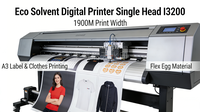 Impresora Digital Eco Solvente Cabezal Único I3200 1900MM Ancho de Impresión A3 Para Etiquetas y Ropa Materiales Flexibles y de Huevo