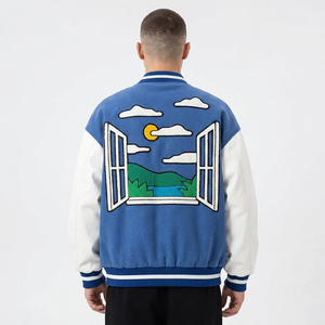 Customized Design Windproof Breathable Varsity Jacket Unisex College Baseball <b>Stand</b> Collar Embroidered Patches Front <b>Drop</b> - Product Image 2