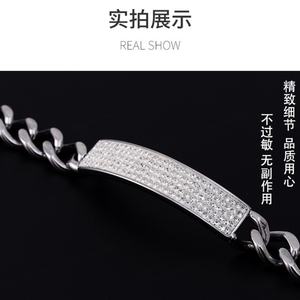 กำไลข้อมือแฟชั่นสไตล์ฮิปฮอปแบบคิวบาสำหรับผู้หญิงและผู้ชาย ประดับด้วยเพชรคิวบิกเซอร์โคเนีย เครื่องประดับแฟชั่น กำไลข้อมือทันสมัย - Product Image 3