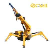 Mini-grue araignée de 3 tonnes avec flèche télescopique hydraulique et télécommande CE EPA Euro 5 pour levage dans les espaces étroits