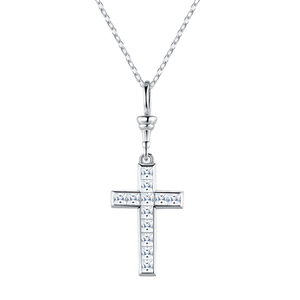 Collier pendentif croix en acier inoxydable incrusté de zircon, chaîne à maillons style hip-hop 60cm 38mm 64mm, bijoux pour usage quotidien et soirées - Product Image 1