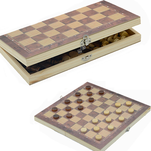 Tablero de Ajedrez de Madera 3 en 1 de 12 Pulgadas, Damas, Backgammon, Caja Plegable para Ajedrez - Product Image 2