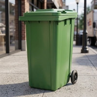 Poubelle à roulettes en plastique de 240 L, seau sanitaire en HDPE, conteneur à déchets mobile avec couvercle pour usage résidentiel extérieur