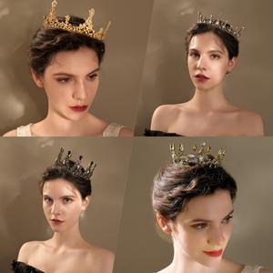 Couvre-chef à couronne en alliage baroque Zhaoyi, robe <span class=keywords><strong>de</strong></span> photographie ronde complète <span class=keywords><strong>de</strong></span> style forêt rétro européenne et américaine, accessoire <span class=keywords><strong>de</strong></span> cheveux - Product Image 2