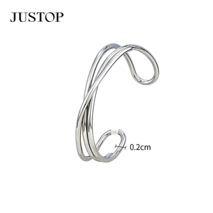 JUSTOP Stainless Steel Textured Design Women's Fashion <b>Bangle</b> 0.9cm Width Trendy Style - Product Image 6
