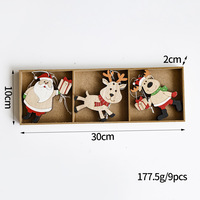 Holz-Weihnachtsschmuck-Set mit Weihnachtsmann, Rentier und Elch als Hängende Anhänger, Rustikale Feiertagsbaumdekoration