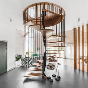 ACE-escalera moderna con barandilla de cristal para interior de Hotel, escalera espiral de acero al carbono