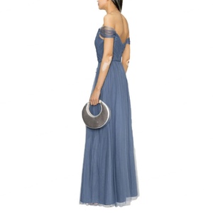 Robe élégante en tulle pour femmes, épaules dénudées, couleur personnalisée, détail ceinture, robe longue pour femmes - Product Image 3