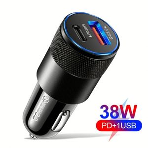 38W Portable Mobile Phone Fast Charger 2 Port A+C Usb <b>Car</b> Charger Quick Charge 3.0 for Phone 15 14 13 12 11 - Product Image 5