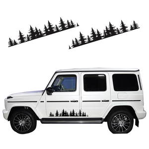 2 Piezas de <span class=keywords><strong>Vinilo</strong></span> Adhesivo Impermeable y Ecológico para Carro, Diseño Personalizado con Patrón de Montaña, Árbol y <span class=keywords><strong>Bosque</strong></span>, Universal - Product Image 1