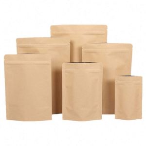 Custom logo 2026 Wholesale <b>Bag</b> Brown Color Food Pouches Mylar Aluminum Foil Lined Paper <b>Bags</b> Promotional Pack - Product Image 1