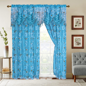 Design elegante con tenda di lusso <span class=keywords><strong>a</strong></span> <span class=keywords><strong>fiori</strong></span> con mantovana e supporto trasparente <span class=keywords><strong>per</strong></span> sala da pranzo <span class=keywords><strong>soggiorno</strong></span> camera da letto - Product Image 3