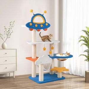 Foreign Trade Plush <b>Cat</b> Tree with Climbing Rack Nest <b>Scratching</b> <b>Board</b> & Toy-Space Capsule Design - Product Image 1