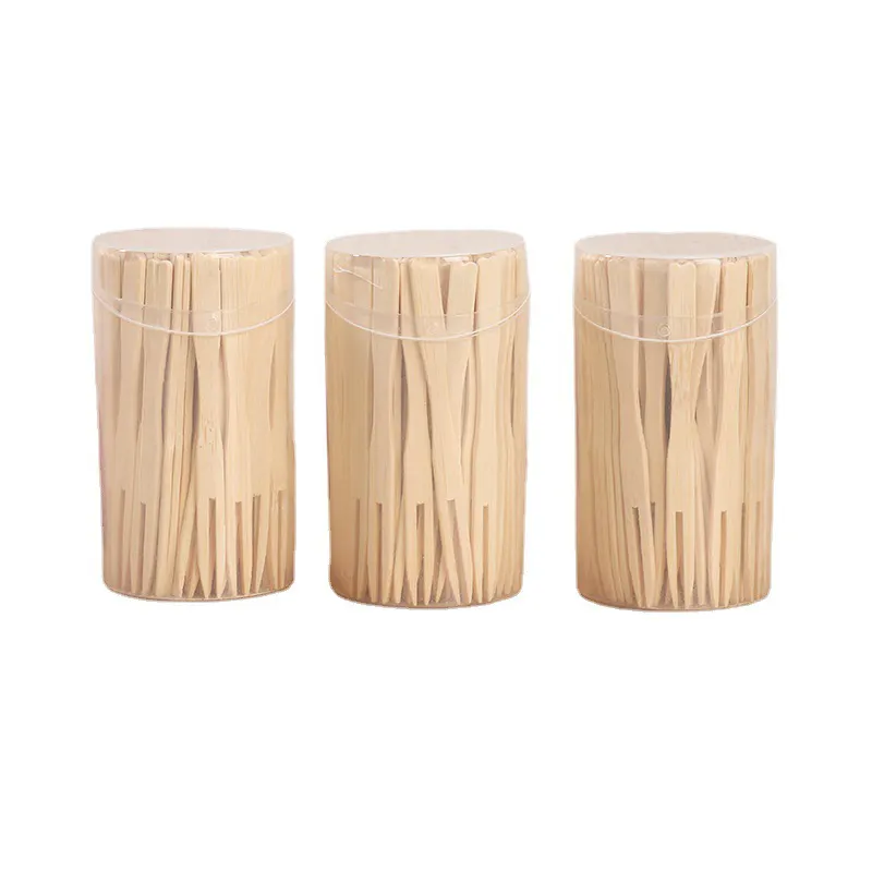 Palhetas de coquetel de bambu descartáveis para casamento, fácil inserção, mini garfos, colheres de frutas, aperitivo para frutas