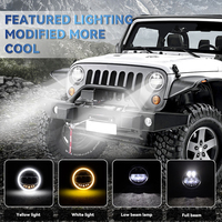 7 "phare LED rond Halo ange yeux phares feux de croisement DRL ambre clignotant hors route phares LED pour Wrangler Jeep