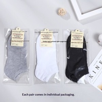 Chaussettes bateau décontractées unisexes en polyester et coton, motif uni, tricotées, absorbant la transpiration et anti-frottement, emballées individuellement