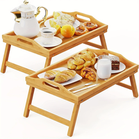 Table de lit en bambou avec pieds pliables, moderne, pour cuisine et salle de bain, petit-déjeuner/collation/canapé-lit, finition laquée