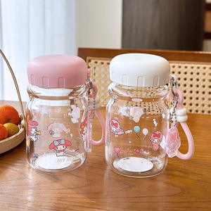 Zuo Mu Sanrio Glass <b>Cup</b> My Melody 300ml Portable Water Bottle With Lid And Straw For School Kids Gift - Product Image 3