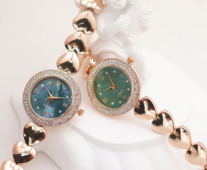 צמיד זהב קוורץ מתכת זהב פעמיים ב שעון אחד שעון נשים קישוט צמיד - Product Image 5