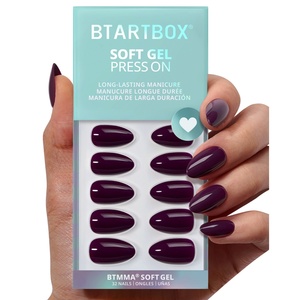 Kit de Uñas Postizas de Gel Suave BTArtbox, Alta Calidad, Venta al por Mayor, Uñas Postizas Cortas de Almendra Color Morado Oscuro para Halloween y Otoño, con Pegamento - Product Image 1