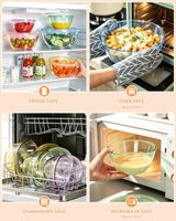 Ensemble de 5 bols mélangeurs en verre avec couvercles, en borosilicate de haute qualité, empilables, colorés, résistants à la chaleur, pour la préparation des repas et le stockage des aliments, vente en gros
